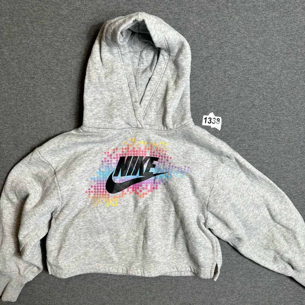 Nike Kids Gray Hoodie with Colorful Logo